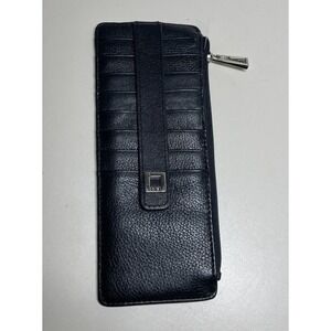 LODIS Black Julia Long Stacker Organizer Leather ID Card, RFD Zip Top Wallet
